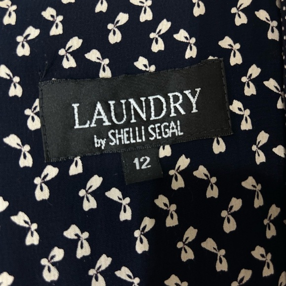 VTG Laundry by Shelli Segal Coquette Bow Blue & White Wrap Culotte Romper  Sz 12 - Picture 7 of 14